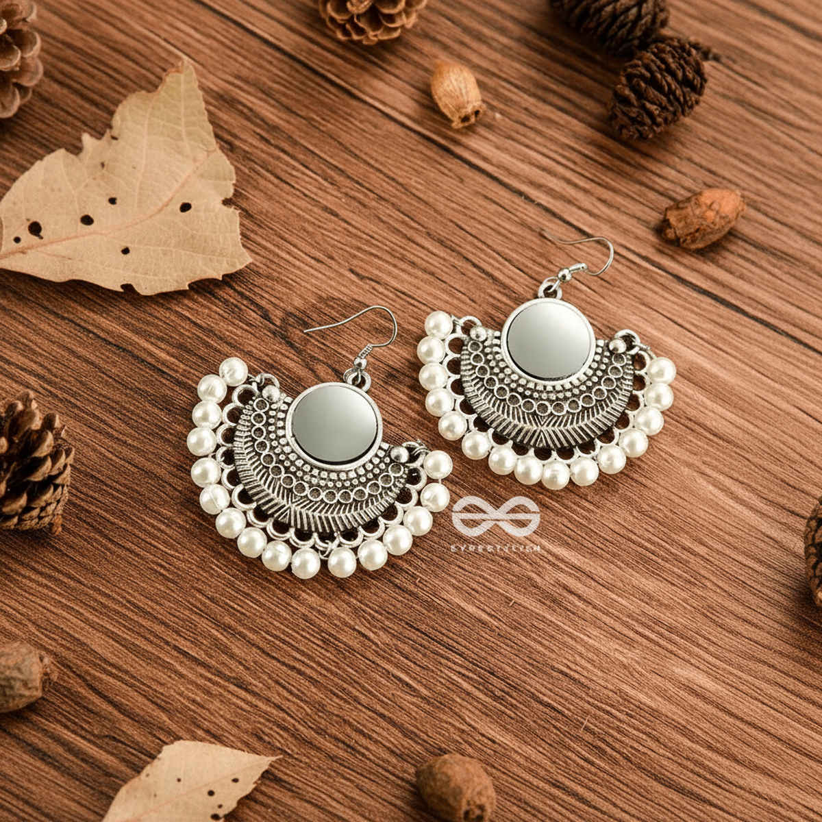 Everstylish The Elegant Tribals - White - Oxidised Boho Earrings
