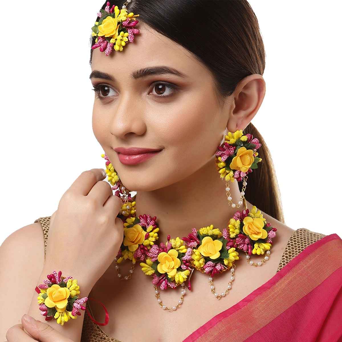 Zeneme Flower Wedding Jewellery Set For Women & Girls