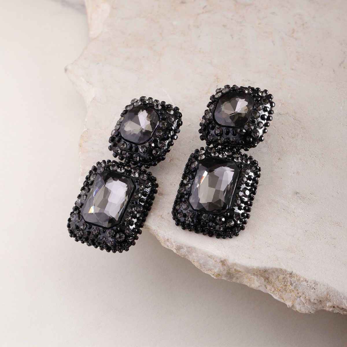YouBella Jewellery Earrings for Women Crystal Earrings for Girls and Women (Black)
