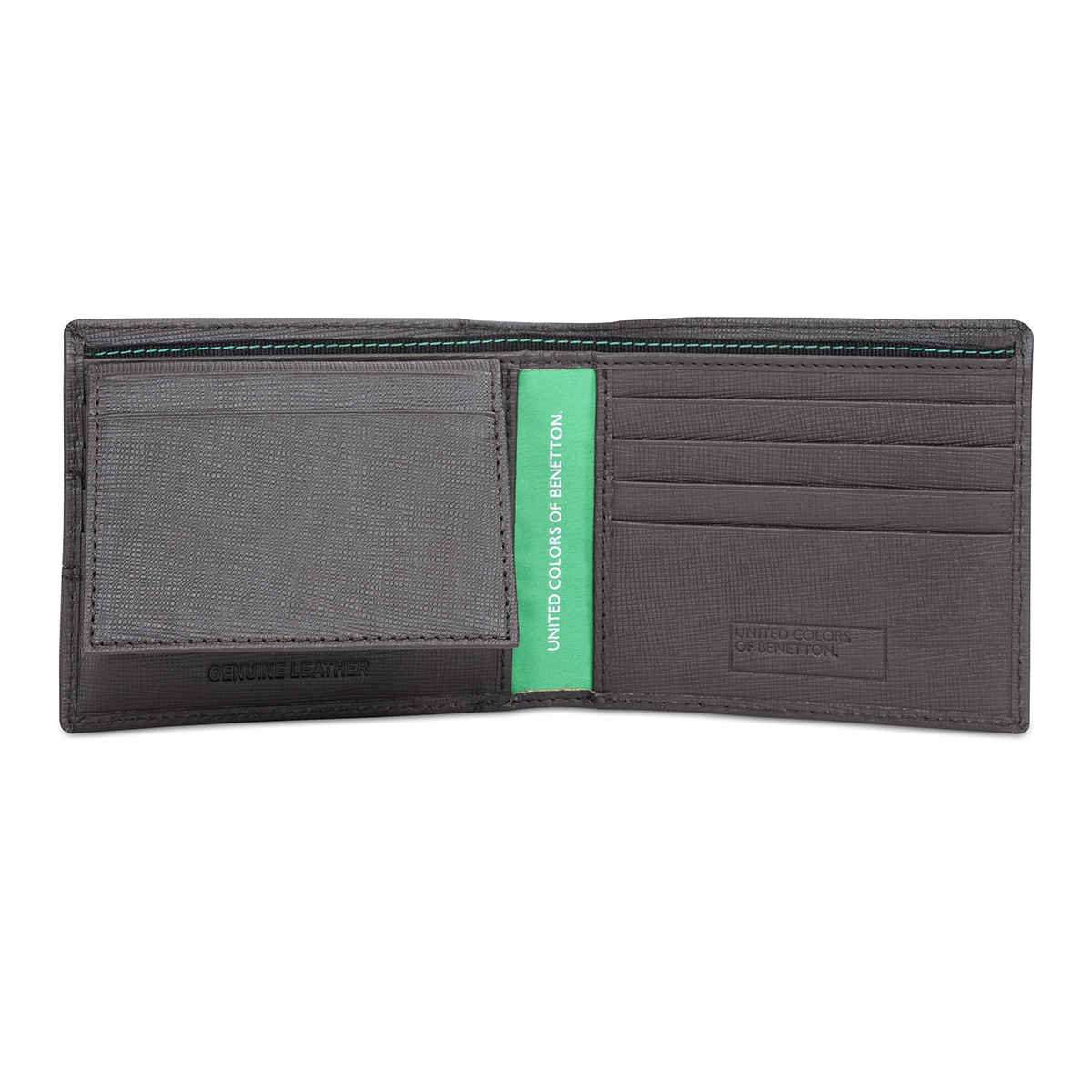 United Colors Of Benetton Men's Solid Leather Passcase Wallet | Black - One Size