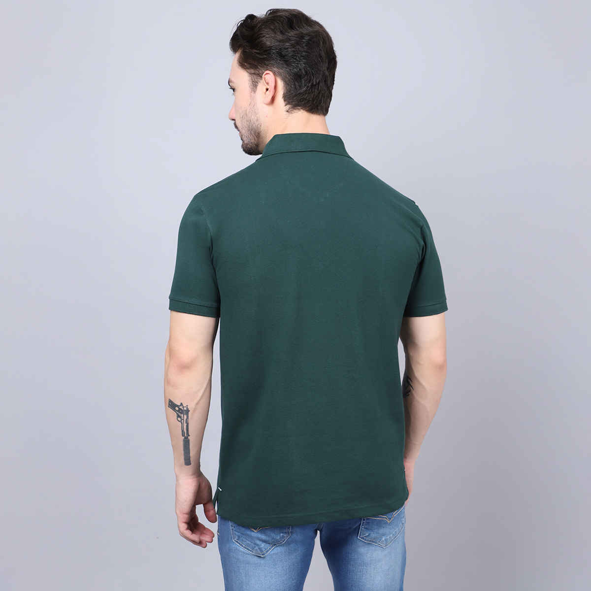 Cantabil Men's Polo Collar T-shirt | Green - XL