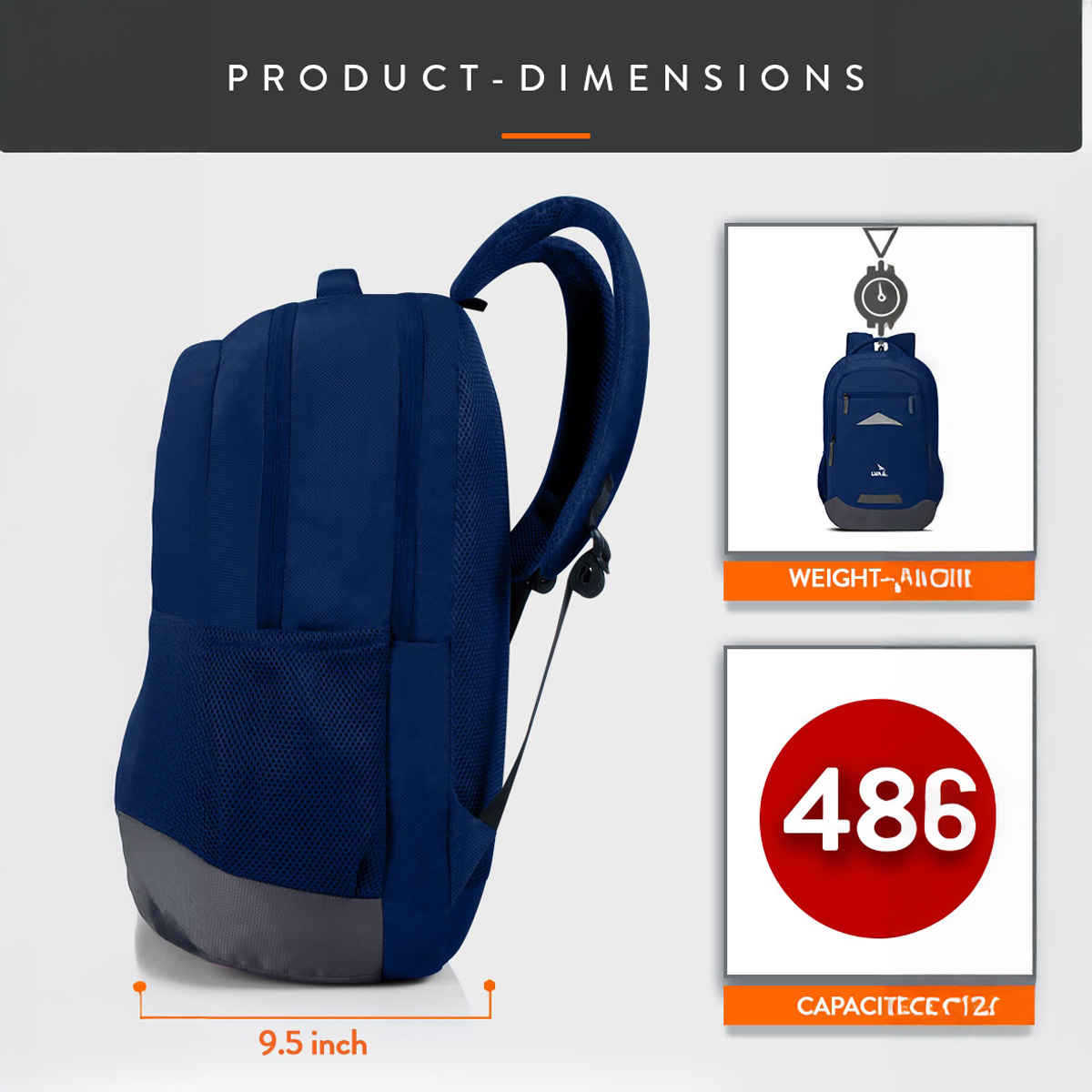 Lunar's Unisex Solid Polyester 48 L Laptop Backpack | Navy Blue - 13, 14, 15, 15.6
