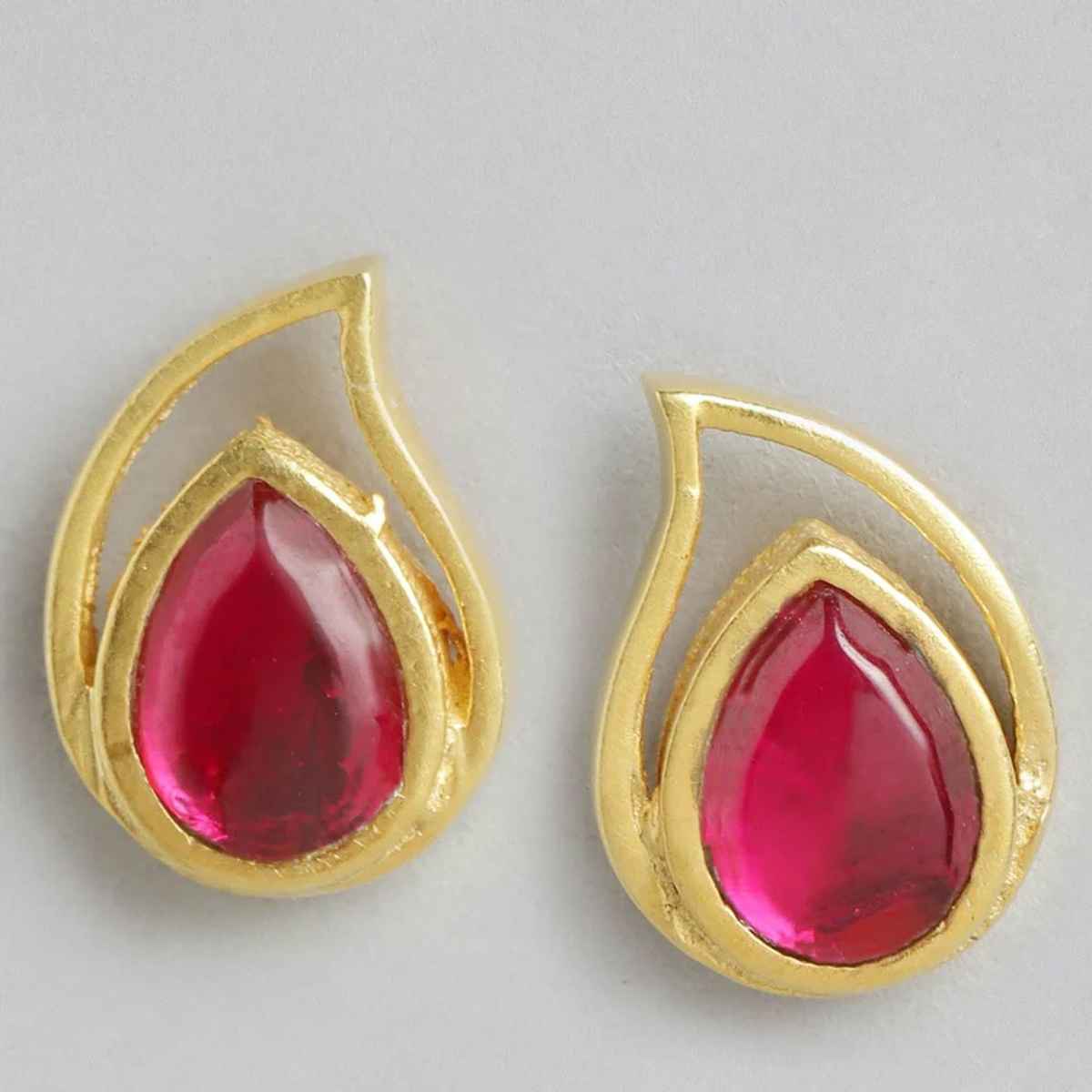 Unniyarcha 92.5 Silver Red Kundan Drop Earrings