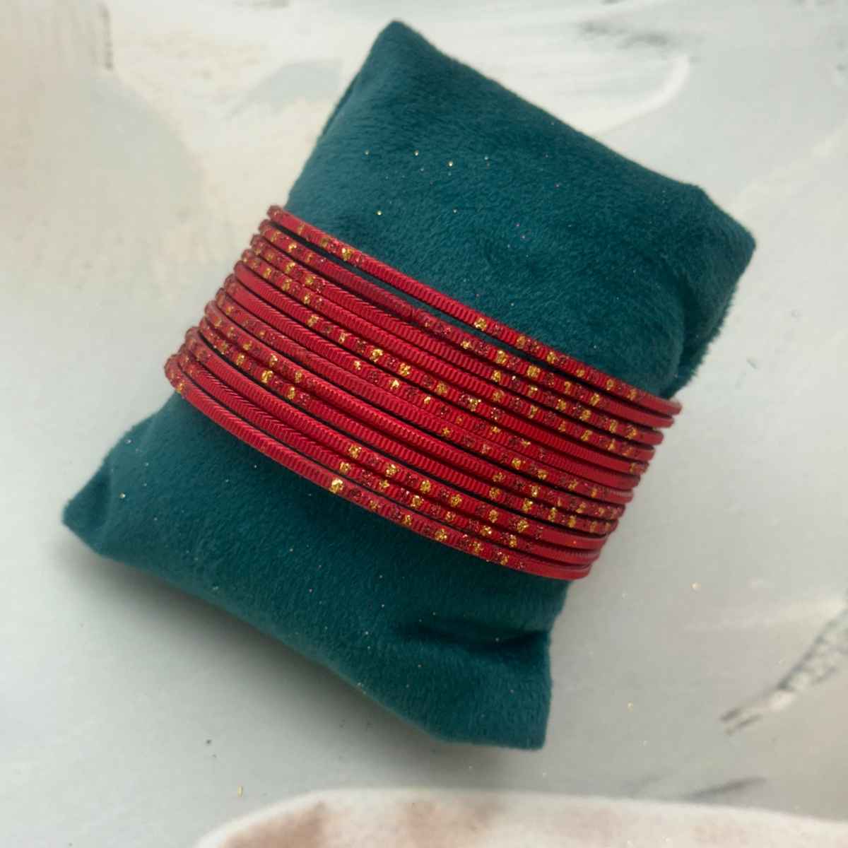 The Opal Factory Metal Bangle | Gold Work | Red - Size 2.8