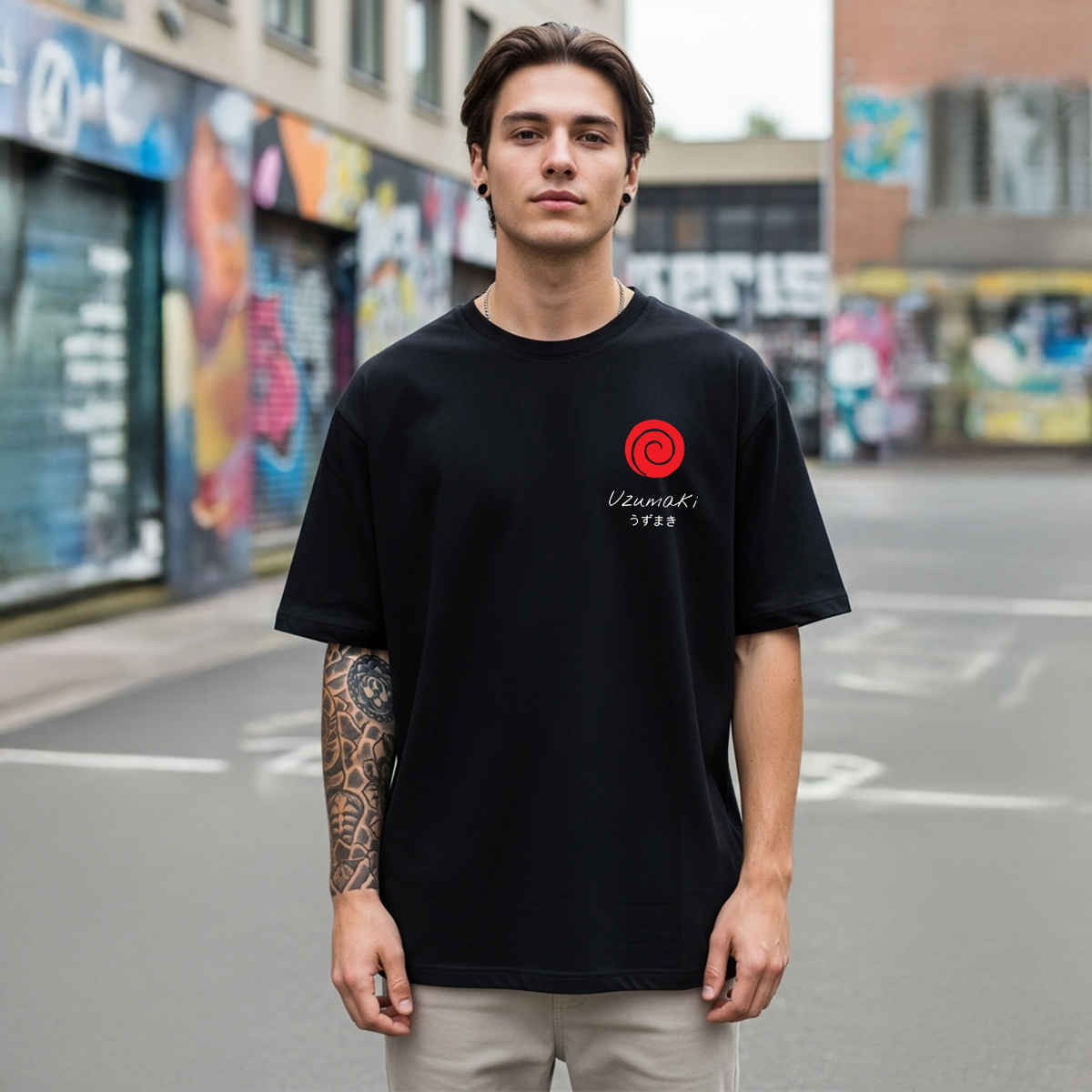 BENNY BROOKS Men's Round Neck half sleeve Oversized T-shirt |AA(ARN)BLACK151 | Black - M