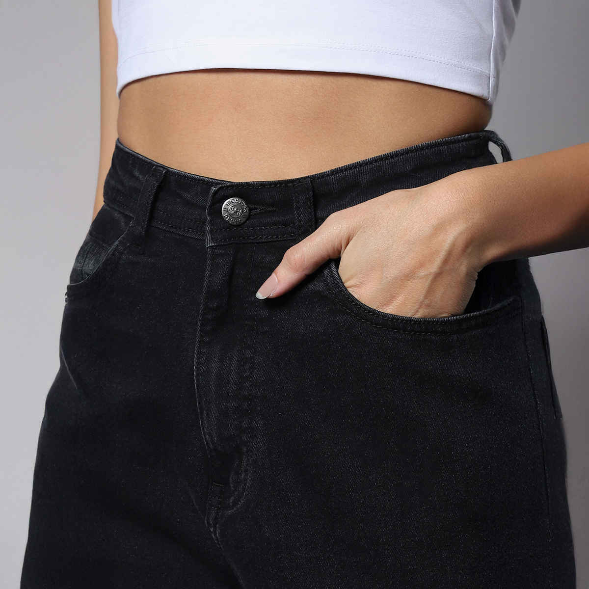 High Star Women Black Stretch Flare Fit Clean Look Jeans (Size-28)