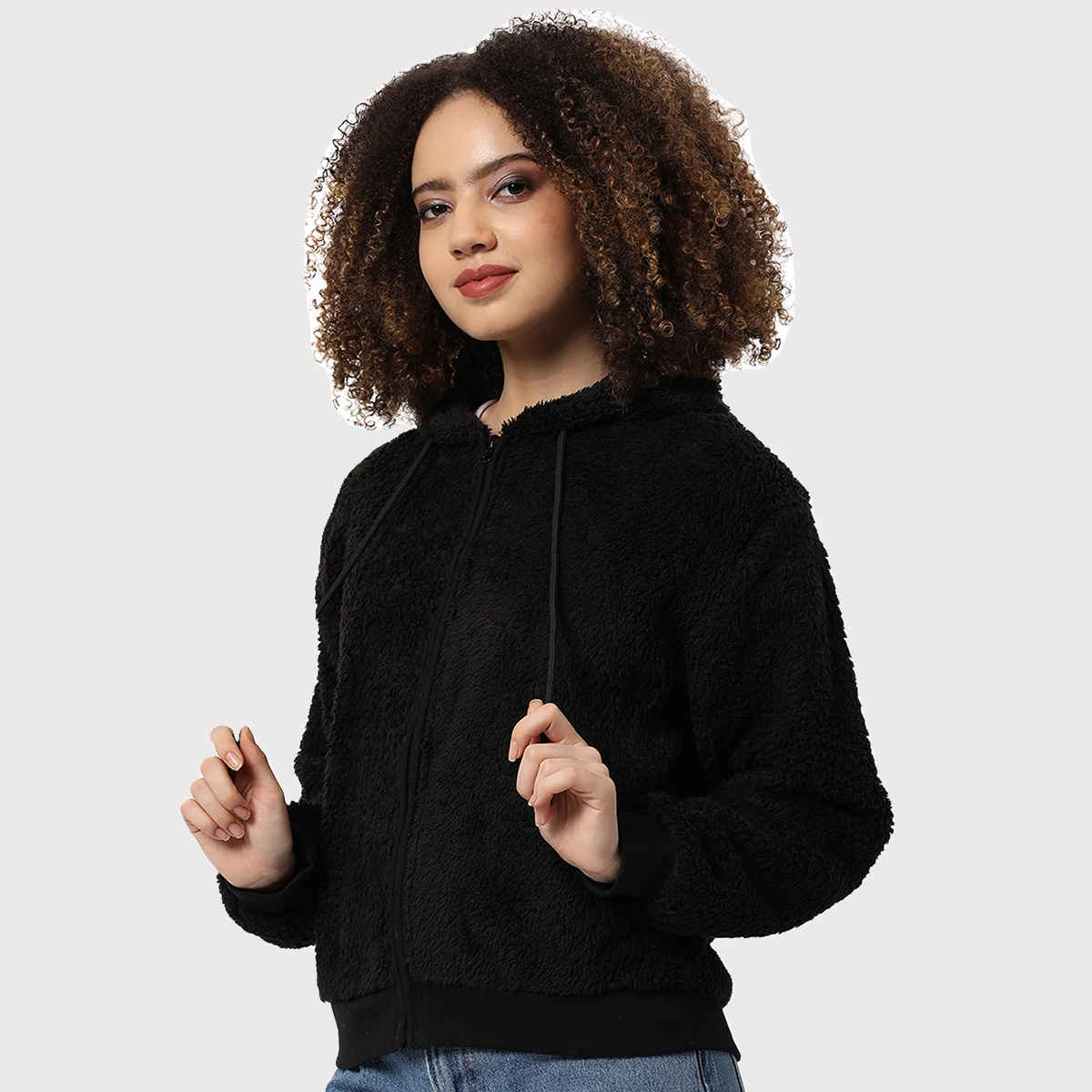Campus Sutra Women's Stylish Hoodie | Black - L