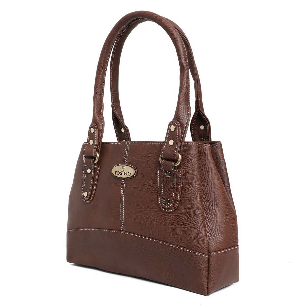 Fostelo Women's Vegan Leather Birdie Handbags Shoulder Hobo Bag Ladies Purse | Brown | Large