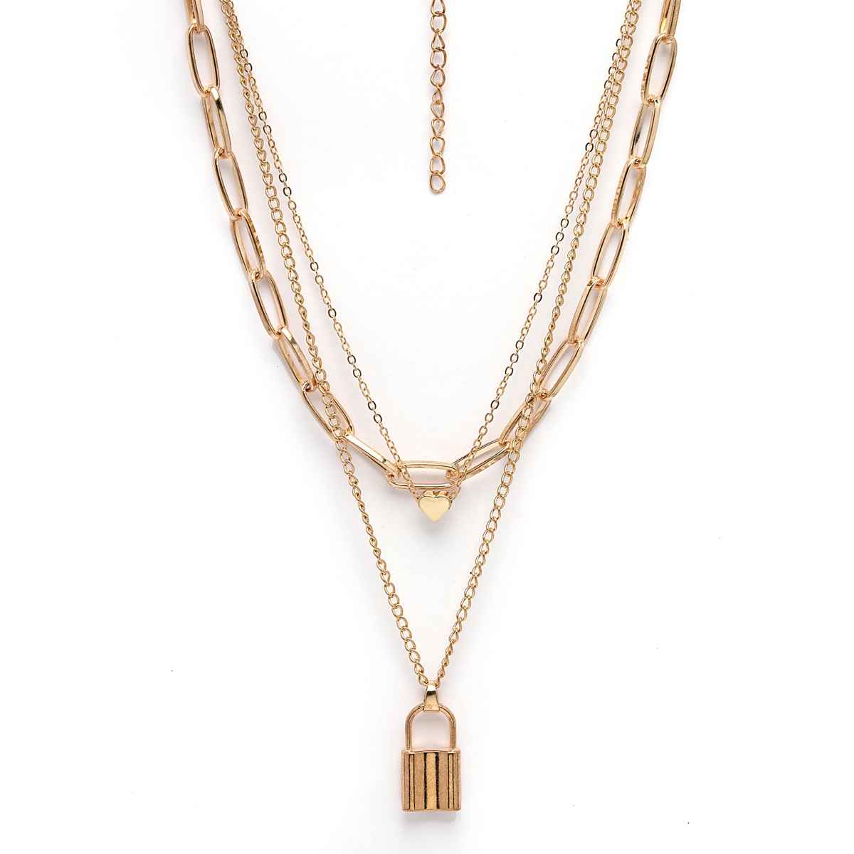 Scintillare By Sukkhi Western Style Gold Plated Heart Lock Pendant Necklace For Women