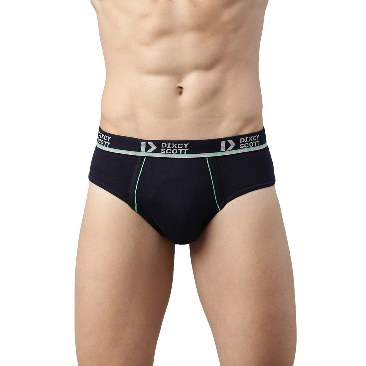 Dixcy Scott Men's Solid 100% Combed Cotton Mid Rise Outer Elastic Waistband Brief | Multicolour -L