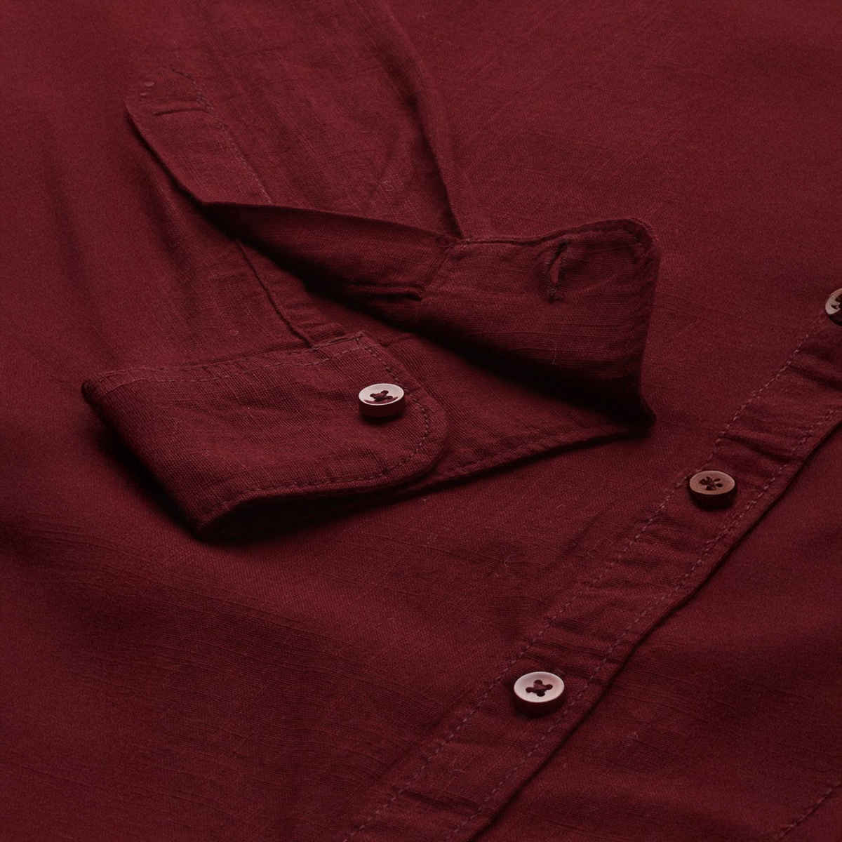 The Indian Garage Co Men's Slim Fit Solid Casual Half Sleeve Shirt | Maroon - 2XL