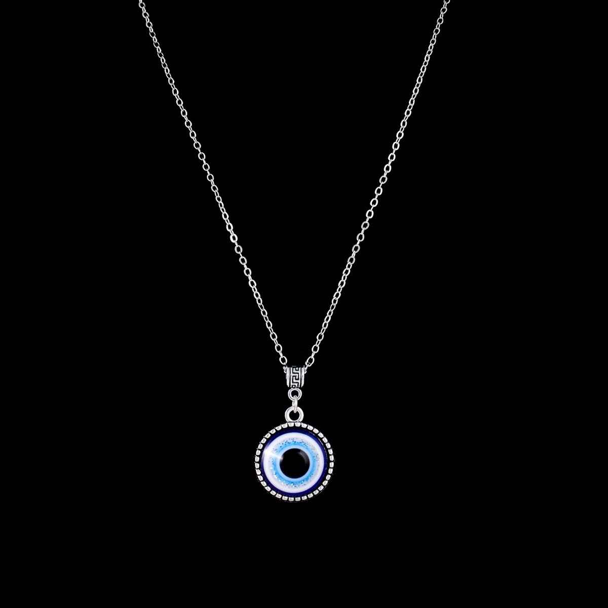 Fashion Frill Men's Evil Eye Pendant Chain Silver Onesize