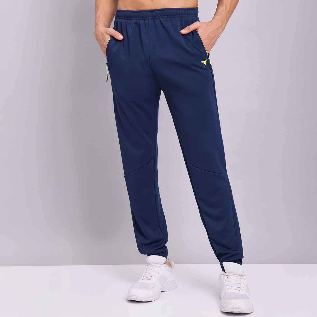 Technosport Men Poly Solid Slim Fit Sports Trackpants with TECHNO DRY | Navy | L