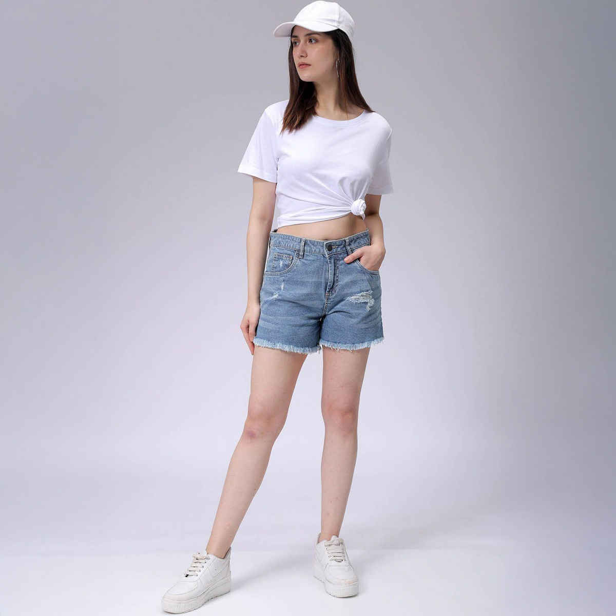 Freehand Women's Regular Solid Casual Crew Neck T-shirt | 0424-Zfhcntee3-04 | White - S