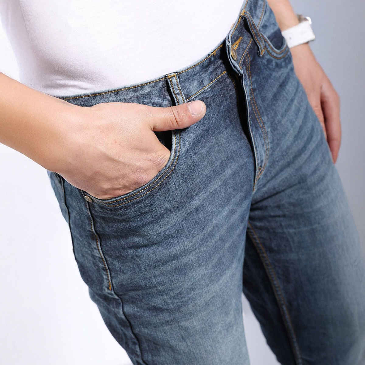 The Indian Garage Co Men's Slim Fit Solid Casual | Navy Blue - 34