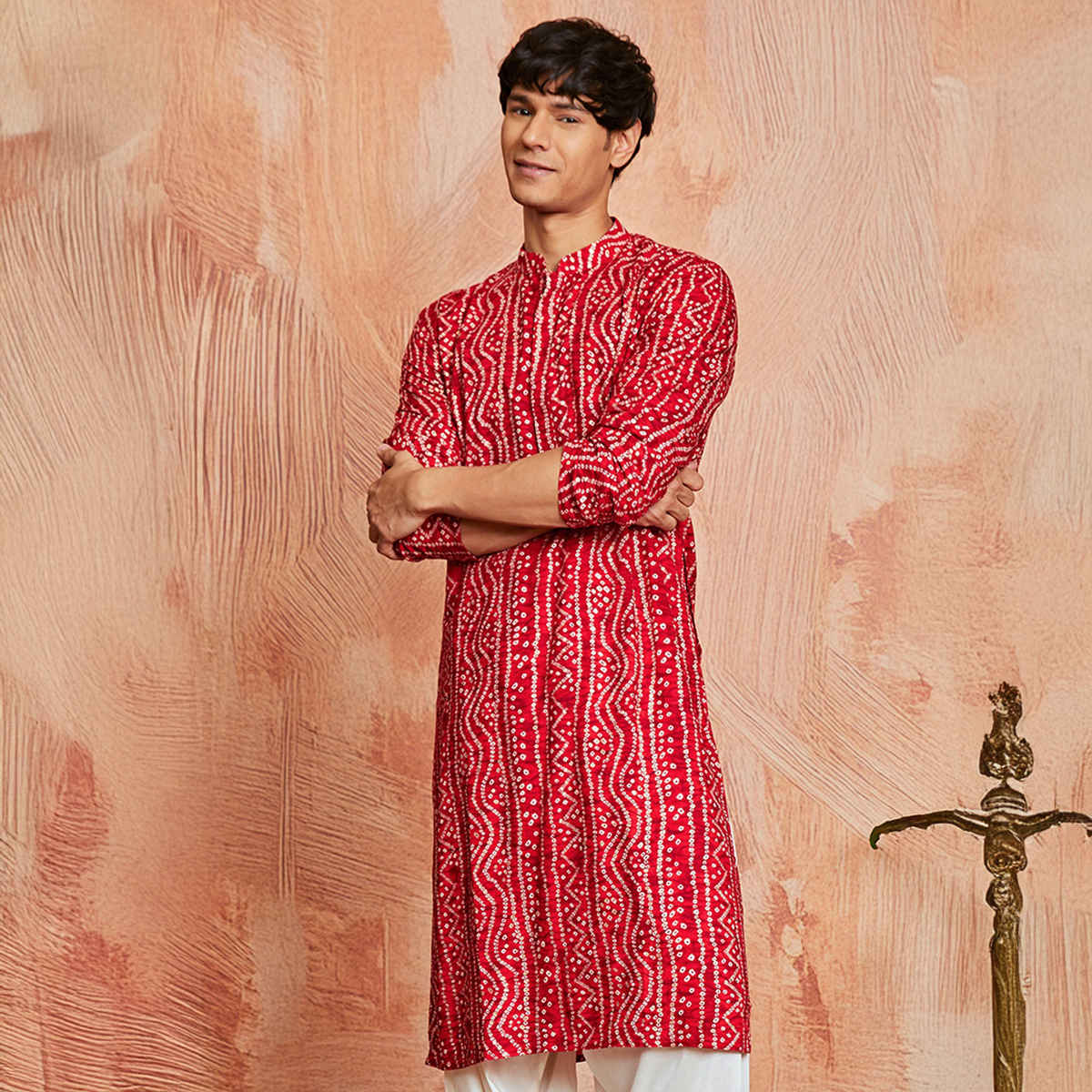 Vastramay Men's Rayon Kurta for Eid | Red - M