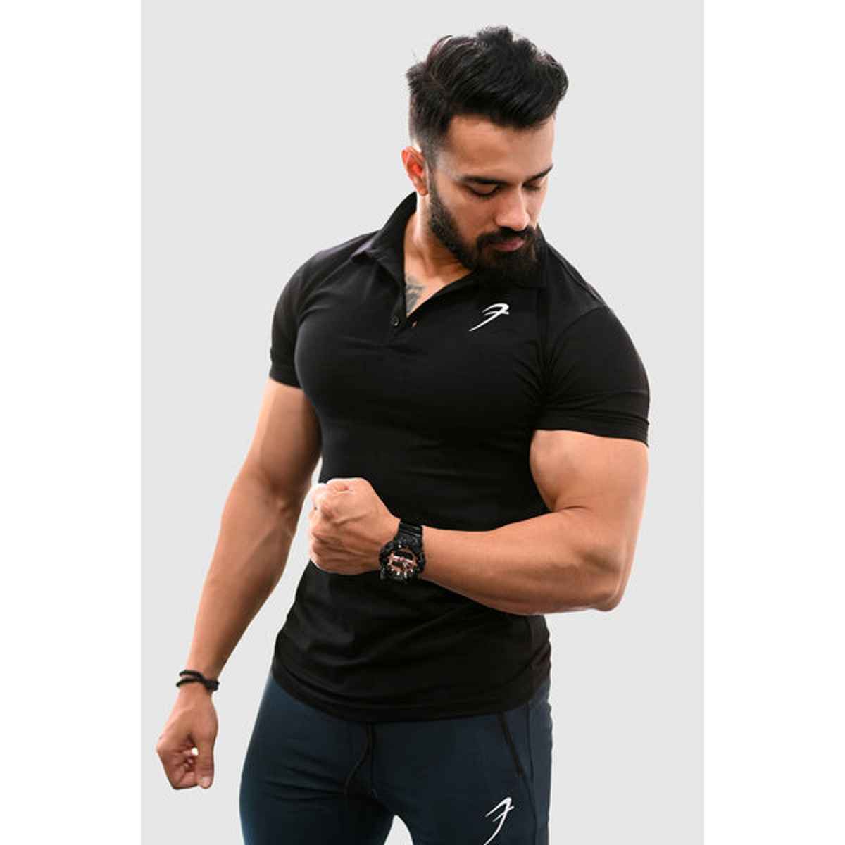 Fuaark Men's Polo GYM T-shirt | Black - S