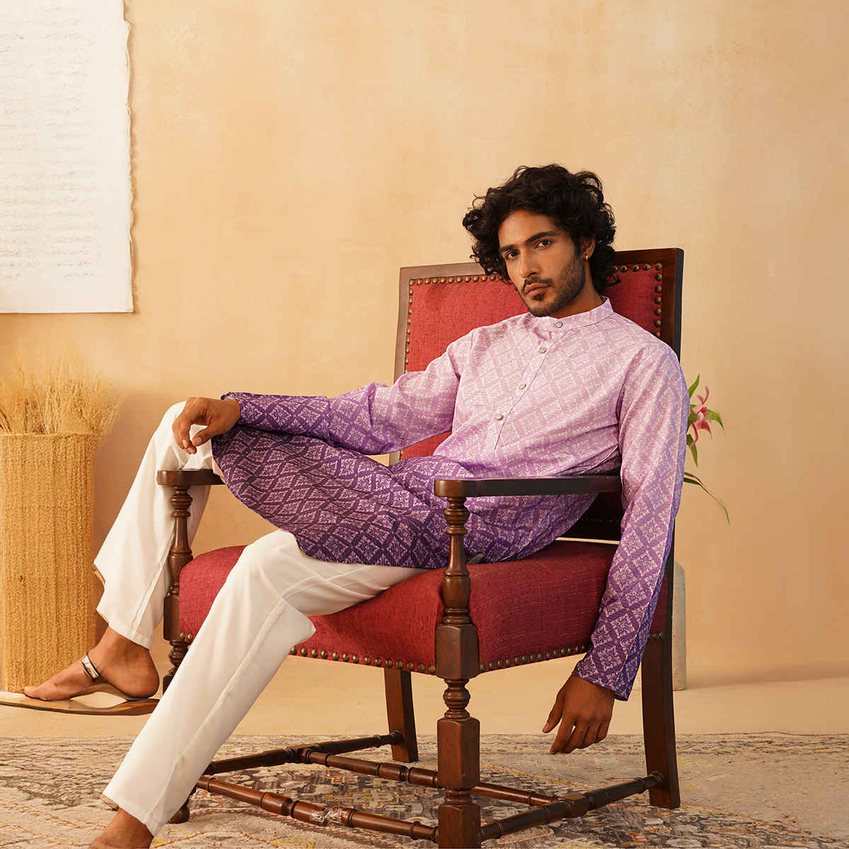 Jompers Men's Kurta | Ko 5074 | Purple - M