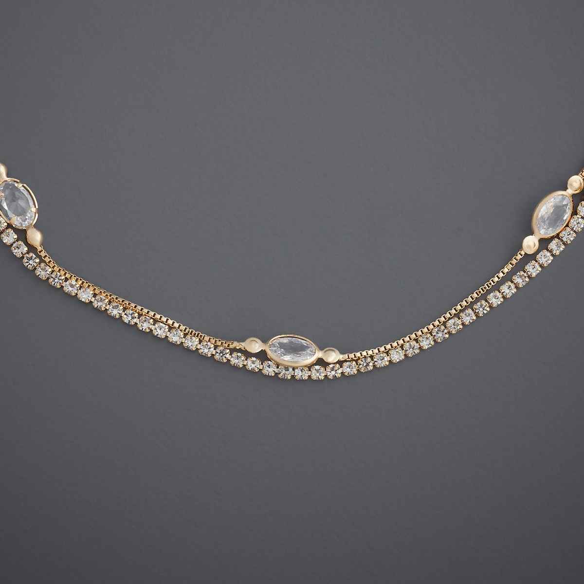 Kushal s Fashion Jewellery White Gold-Plated Zircon Trendy Payal | 441685