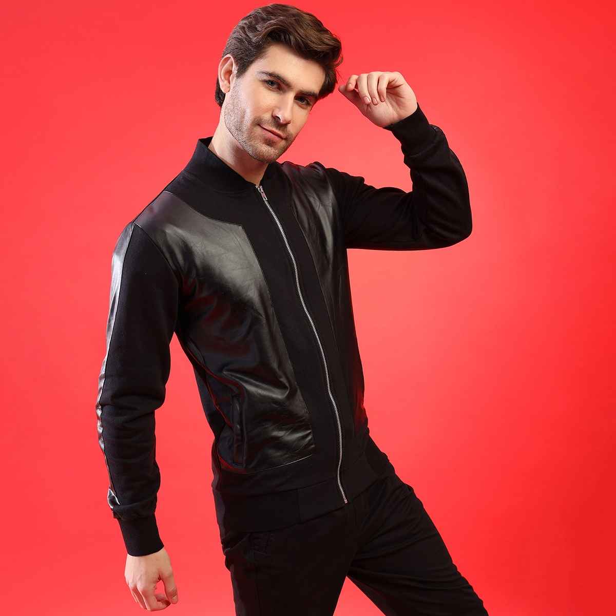 Campus Sutra Men's Jacket | Black - L