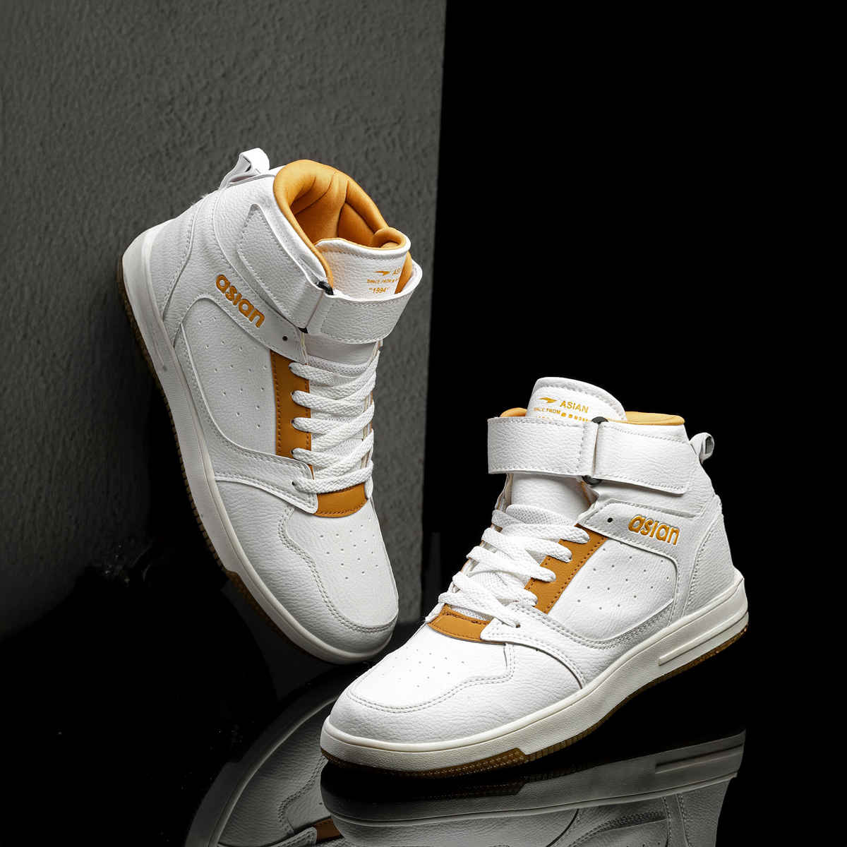 Asian Carnival-02 Hightop Sneakers For Men Cream Tan | UK-7