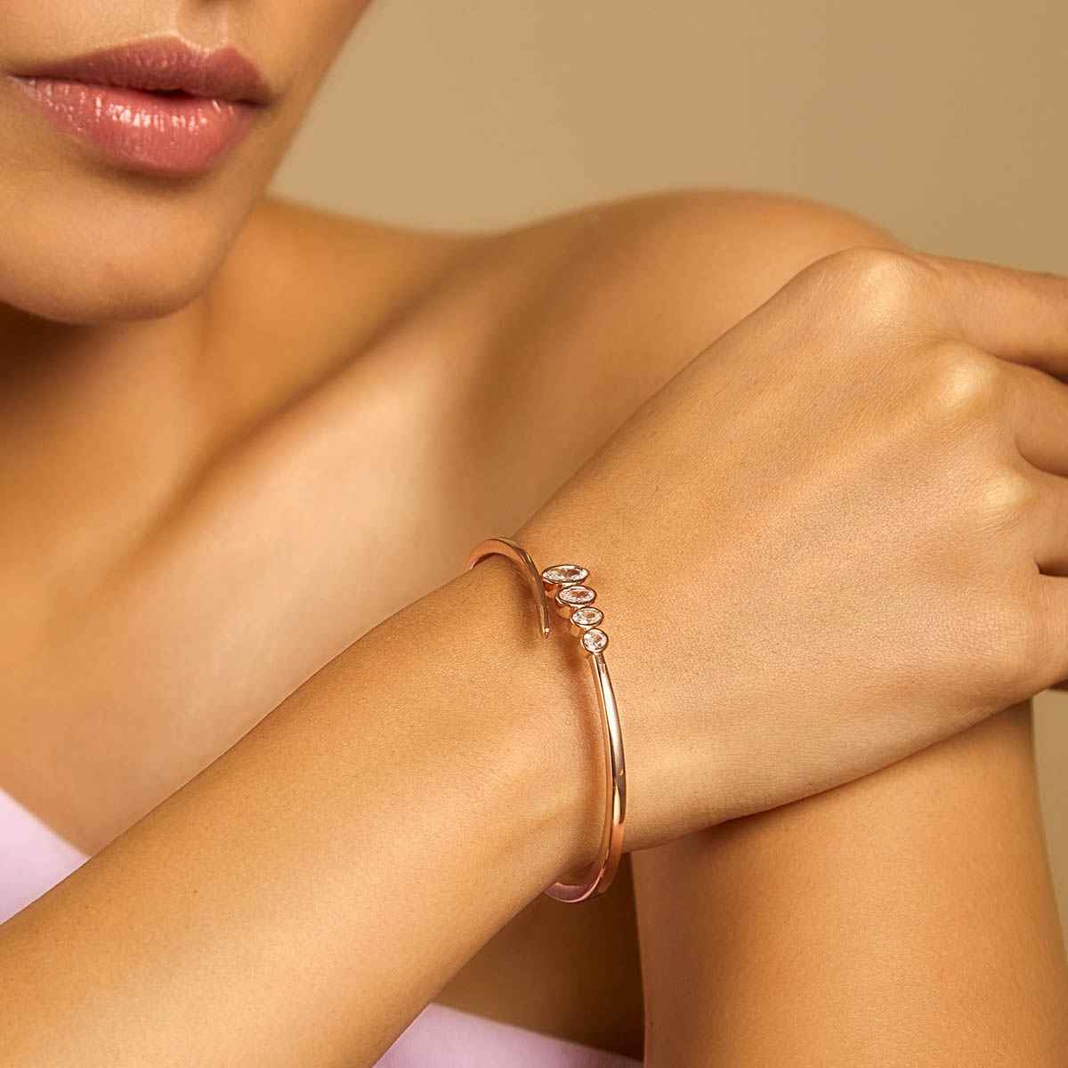 Kushal s Fashion Jewellery White Gold-Plated Party Zircon Kada | 418802