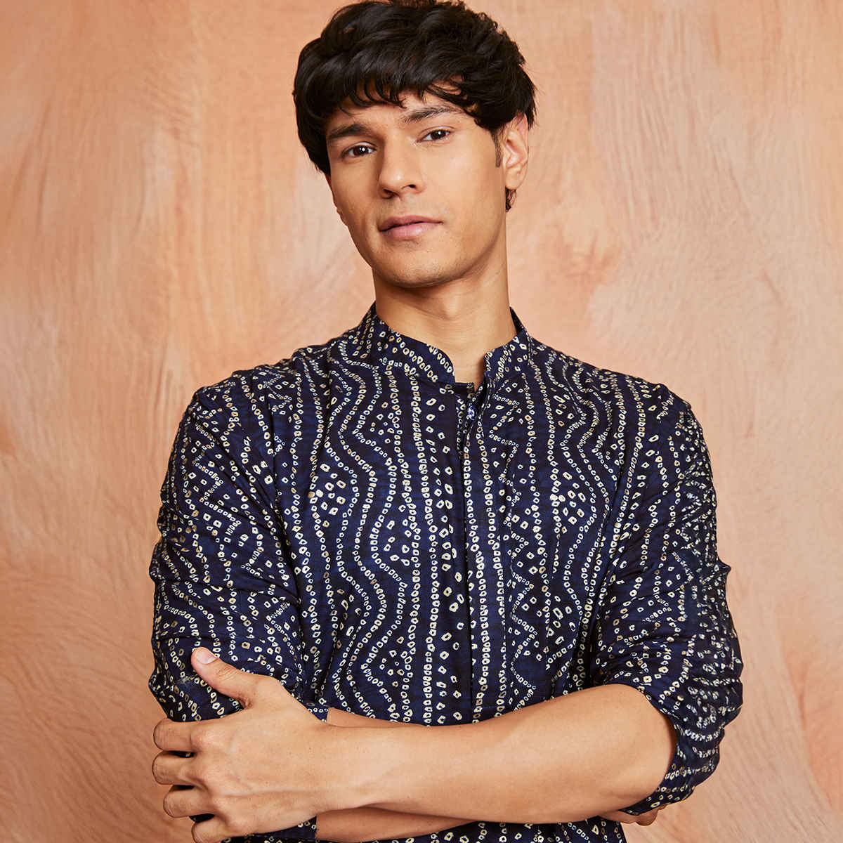 Vastramay Men's Rayon Kurta | Navy Blue - L