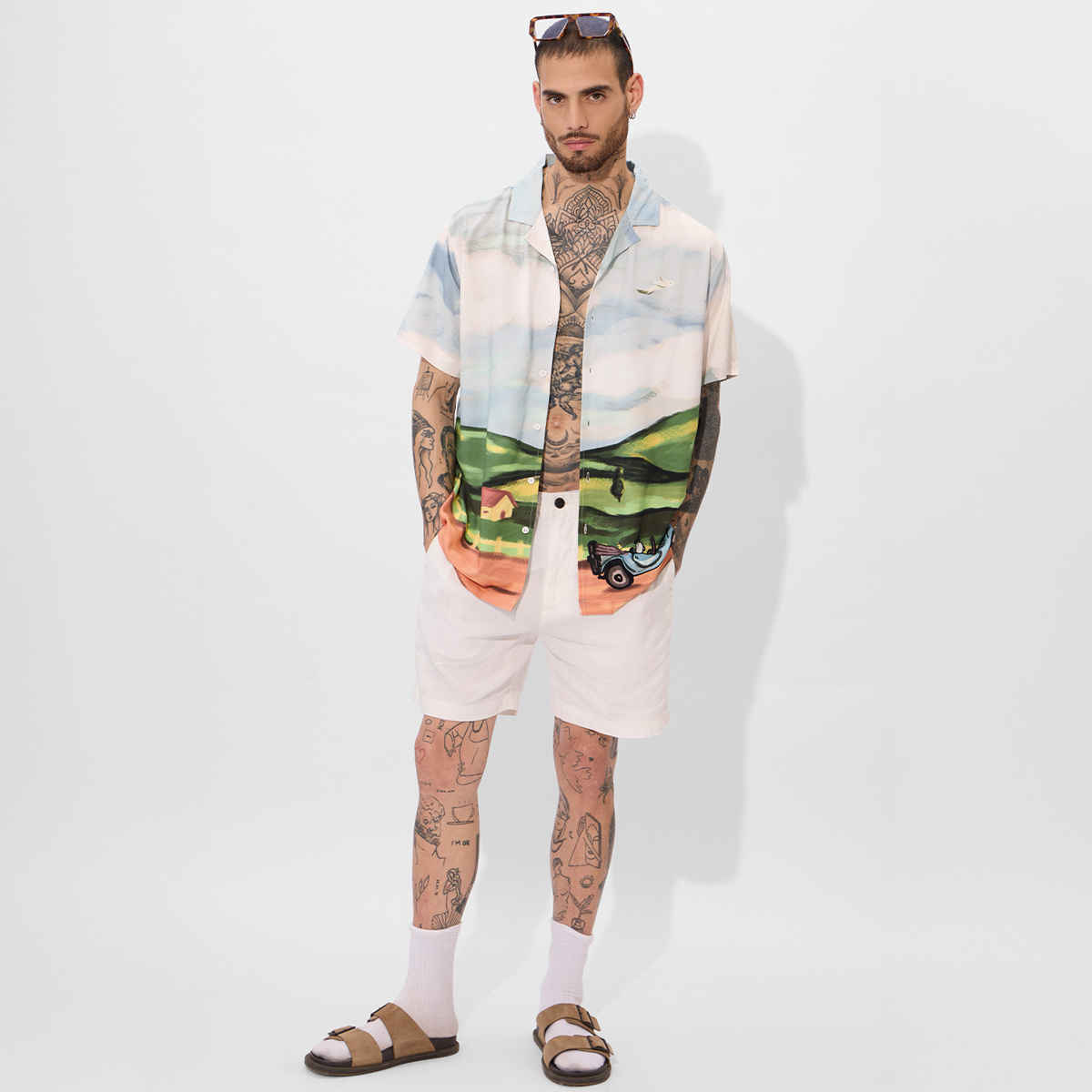 The Souled Store Men's Regular Men's Peanuts-Snoopy's Drive In Holiday Shirts | MulticolorS