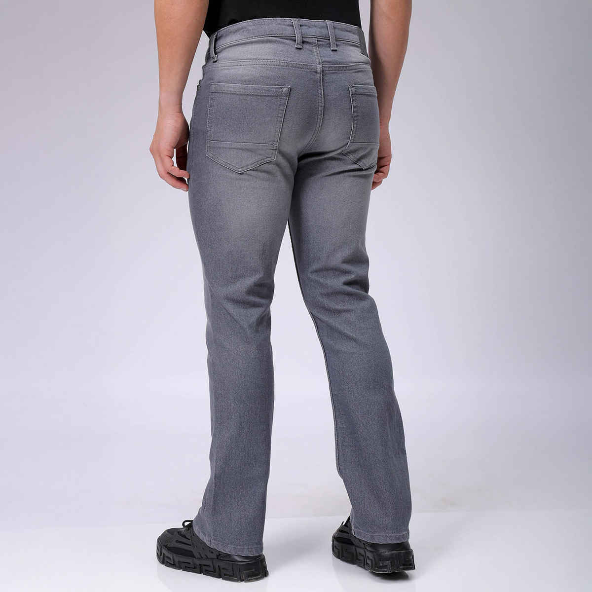 The Indian Garage Co Men's Slim Fit Solid Casual Regular Jeans | Grey | 30