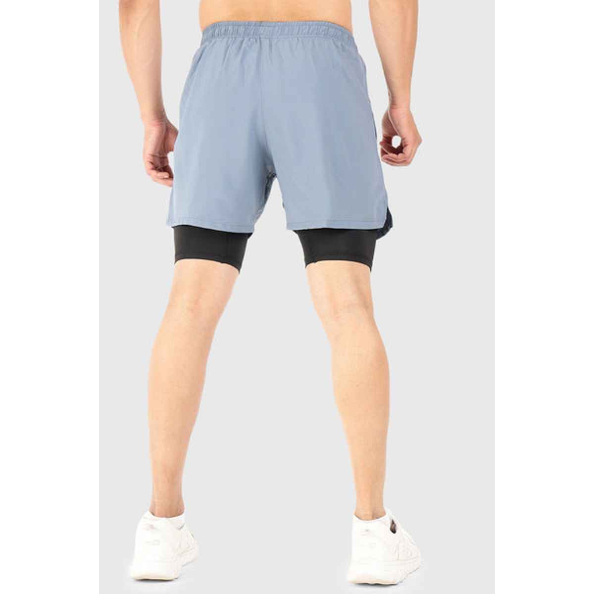 Fuaark Men's 2 in 1 5 Inch Compression Shorts | Light Grey - L