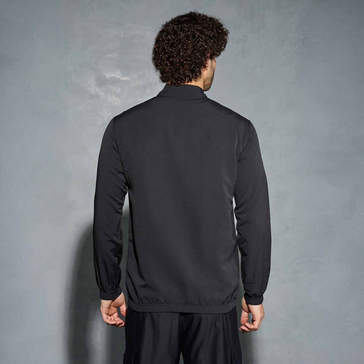 Technosport Men's Poly Solid Slim Fit Mock Neck Full Sleeve Sports Jacket | Black - M