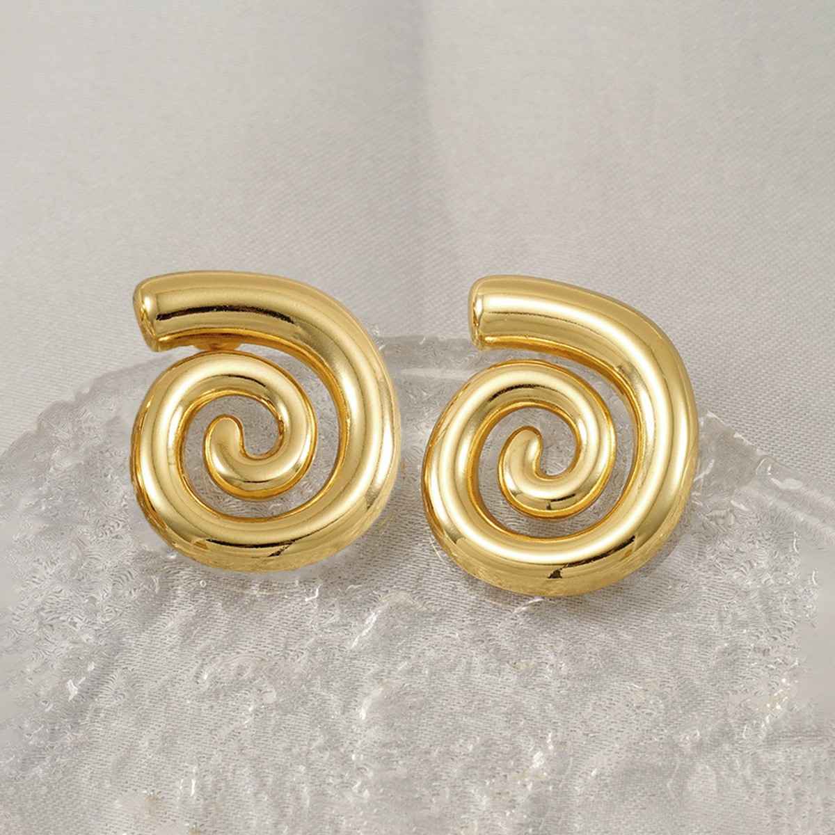 LabelShe Gold Plated Stainless Steel Spiral Chunky Earrings | LS-ERG-57083