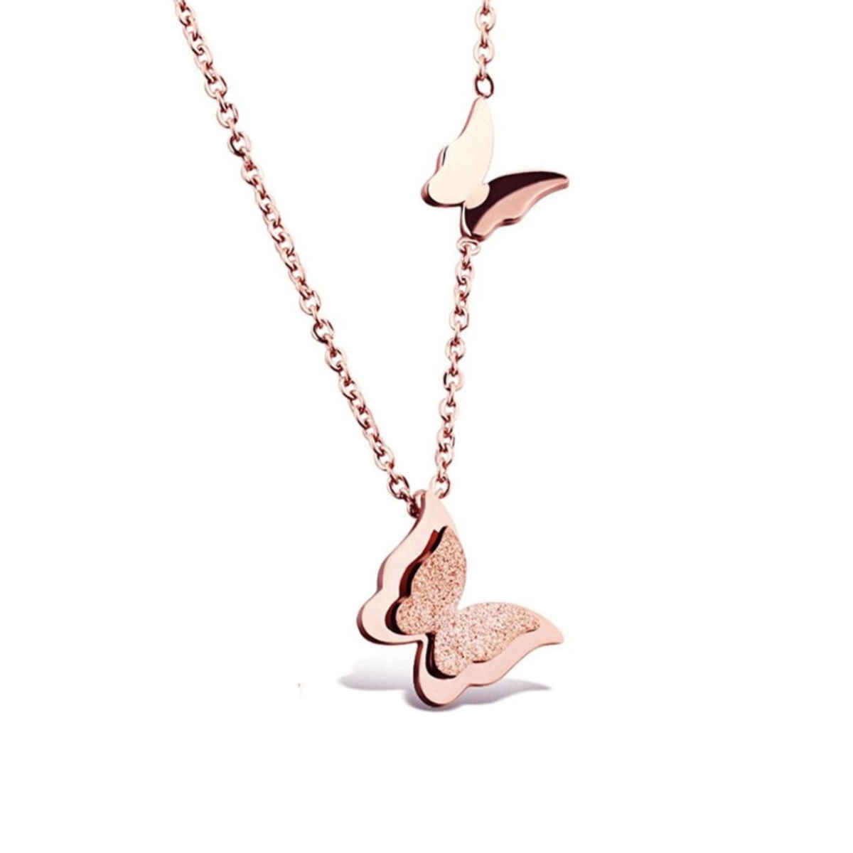YouBella 18k Rose Gold Plated Butterfly Necklace Pendant for Women and Girls (YBNK - 5666)