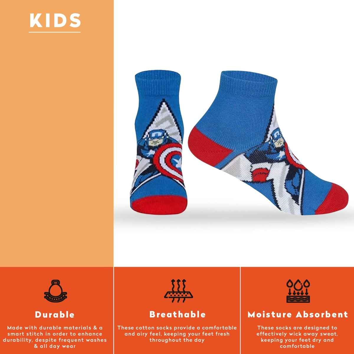 Supersox Boy's Combed Cotton Ankle Socks | Assorted | 5 - 6 years