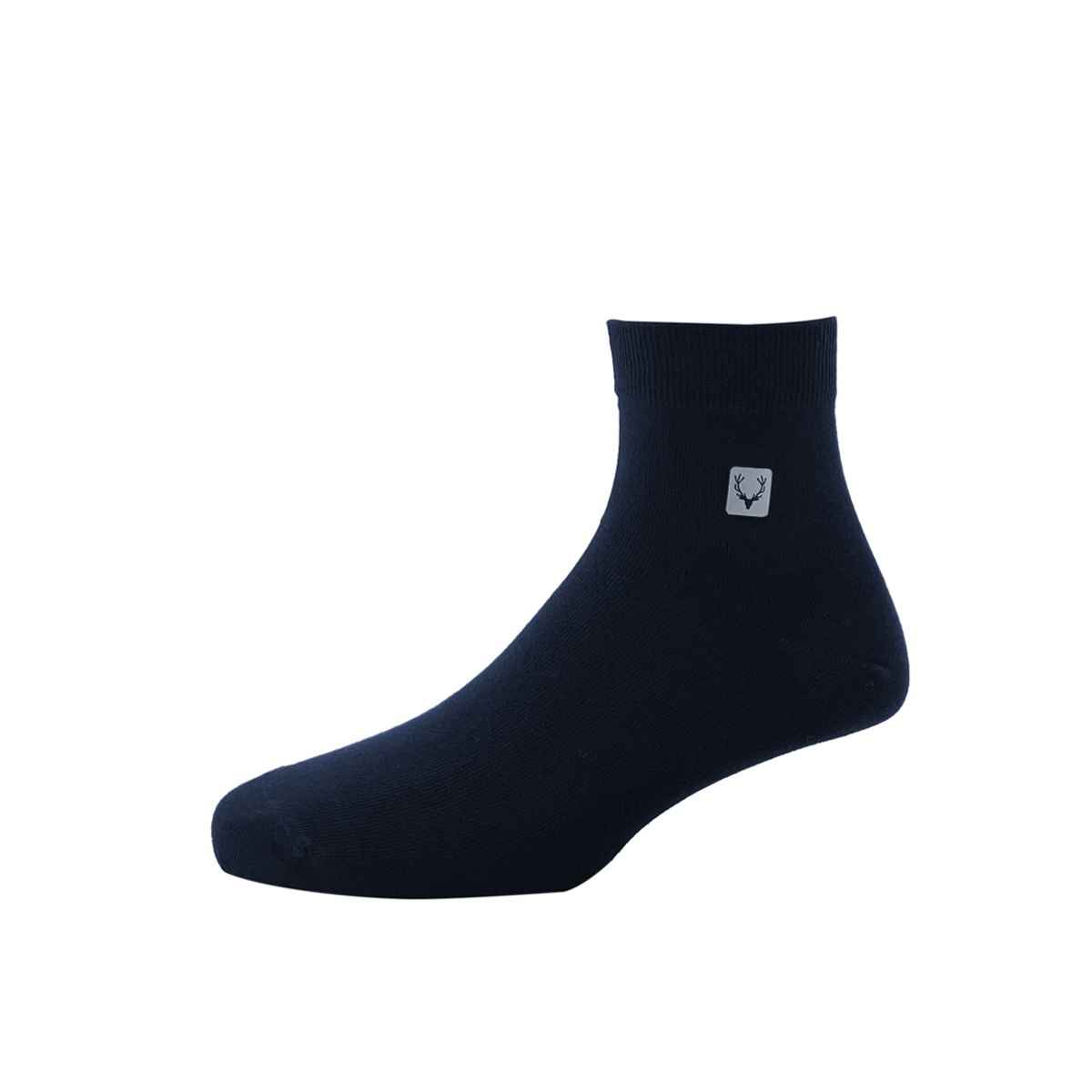 Allen Solly Men's Cotton Quarter Crew Plain Socks - Dark Grey, Navy, Black