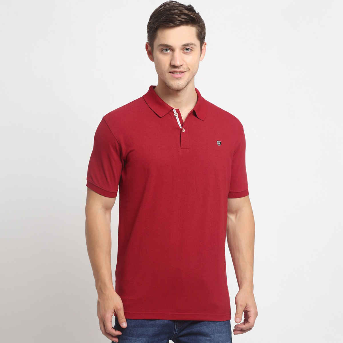 Cantabil Men's Slim Fit Polo Collar T-shirt | Burgundy - 2XL