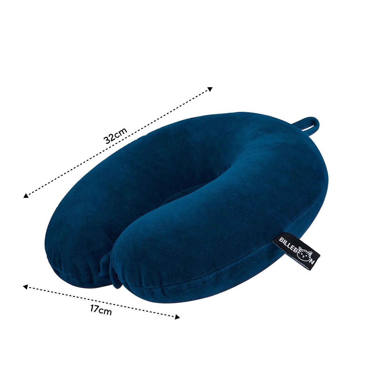 Billebon Unisex Solid Polyester Neck Pillow with Eye Mask | Blue - Free Size