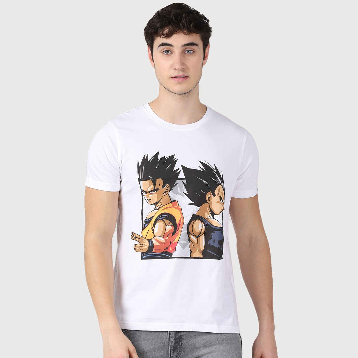 Bushirt Men's Goku Vegeta | Dragon Ball Z Anime T-shirt | White - S
