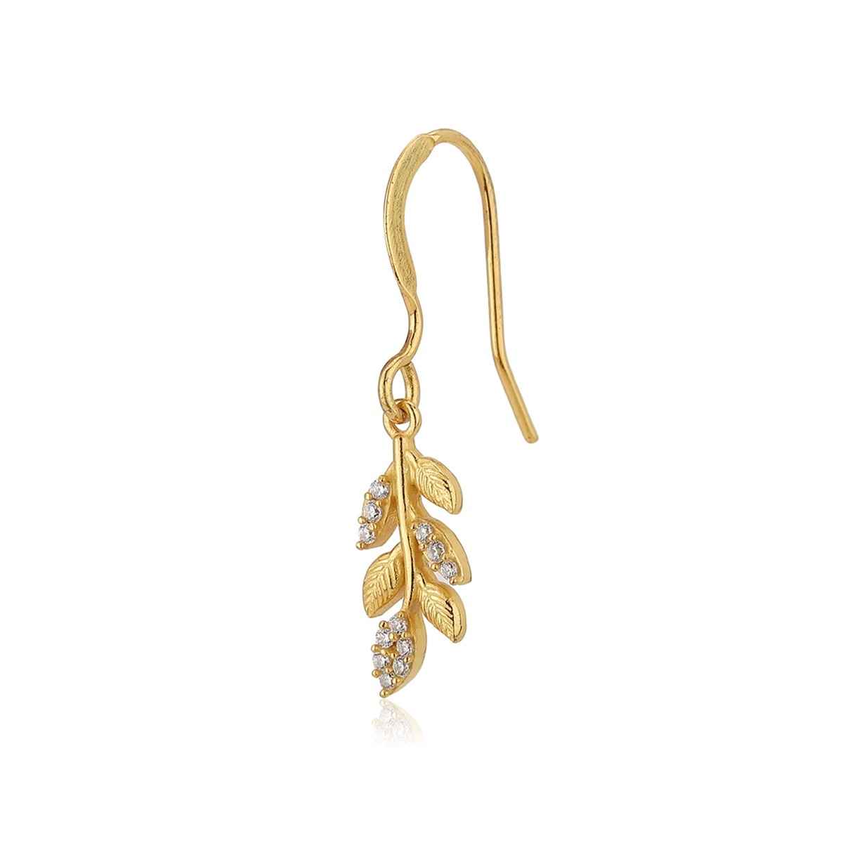 Carlton London 18kt Gold Plated with CZ Dangling Leaf Drop Earring ...