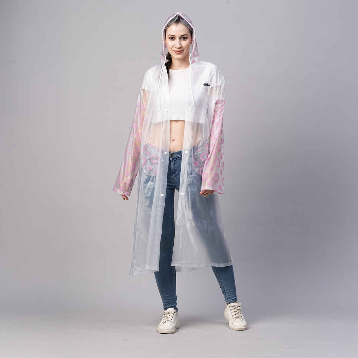 Citizen Ladies Pvc Printed Long Coat - Fixed Size