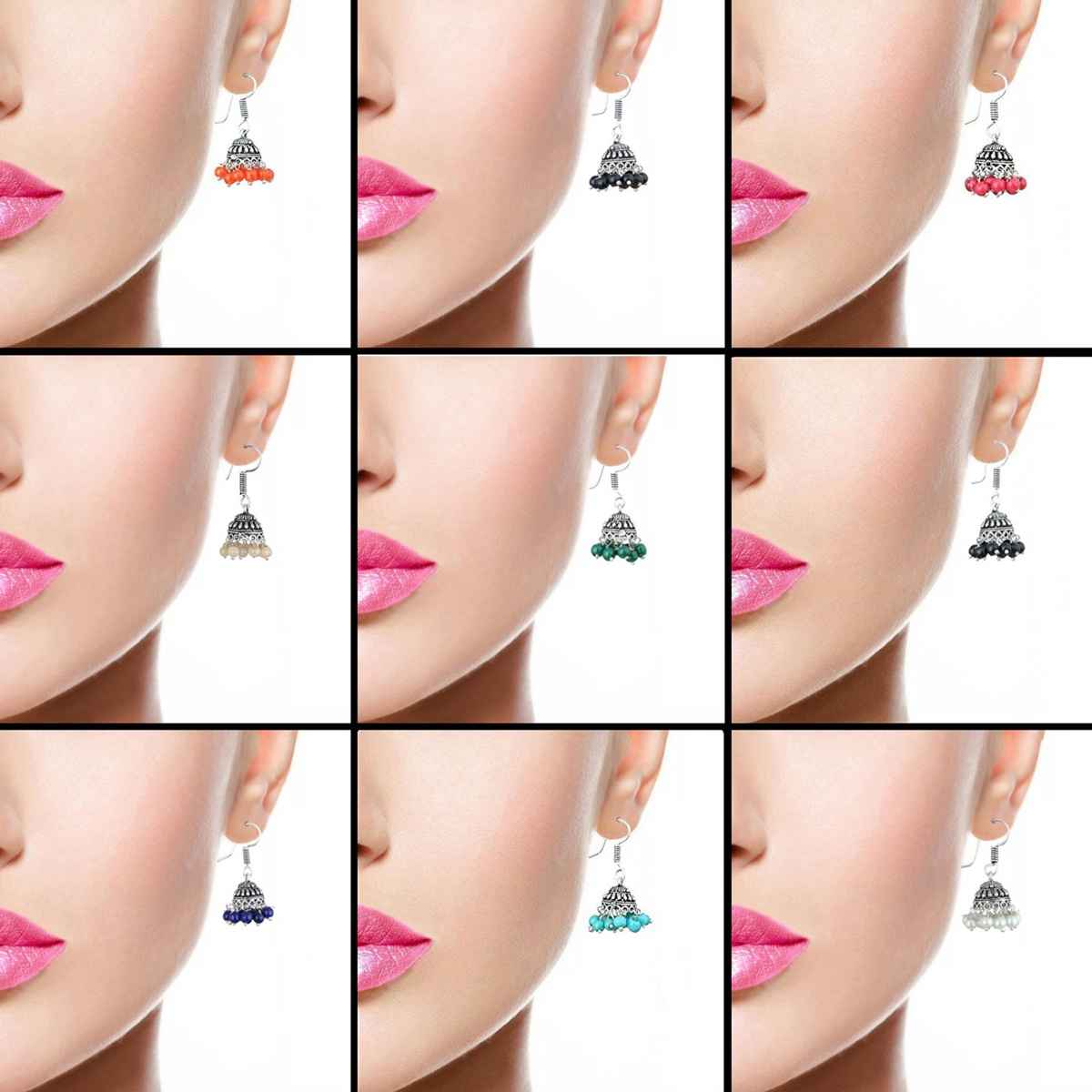 Sukkhi Exclusive Multicolor Oxidised Jhumki Earrings For Women | Combo Of 9