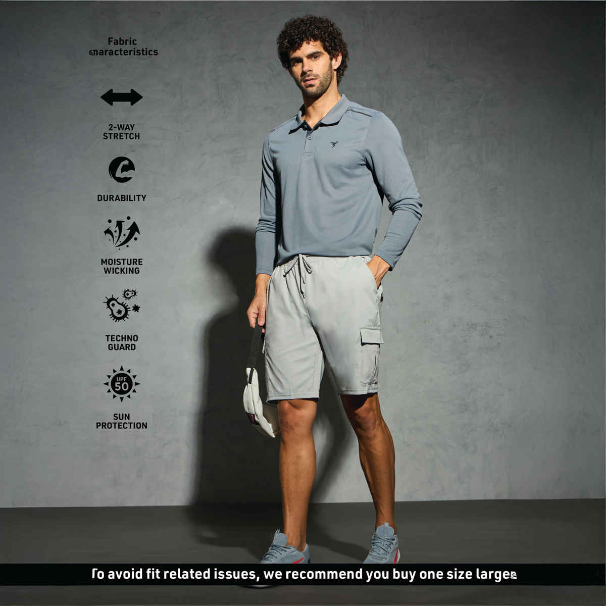Technosport Men Poly Solid Slim Fit Sports Shorts with TS FLEXI | Ash | L