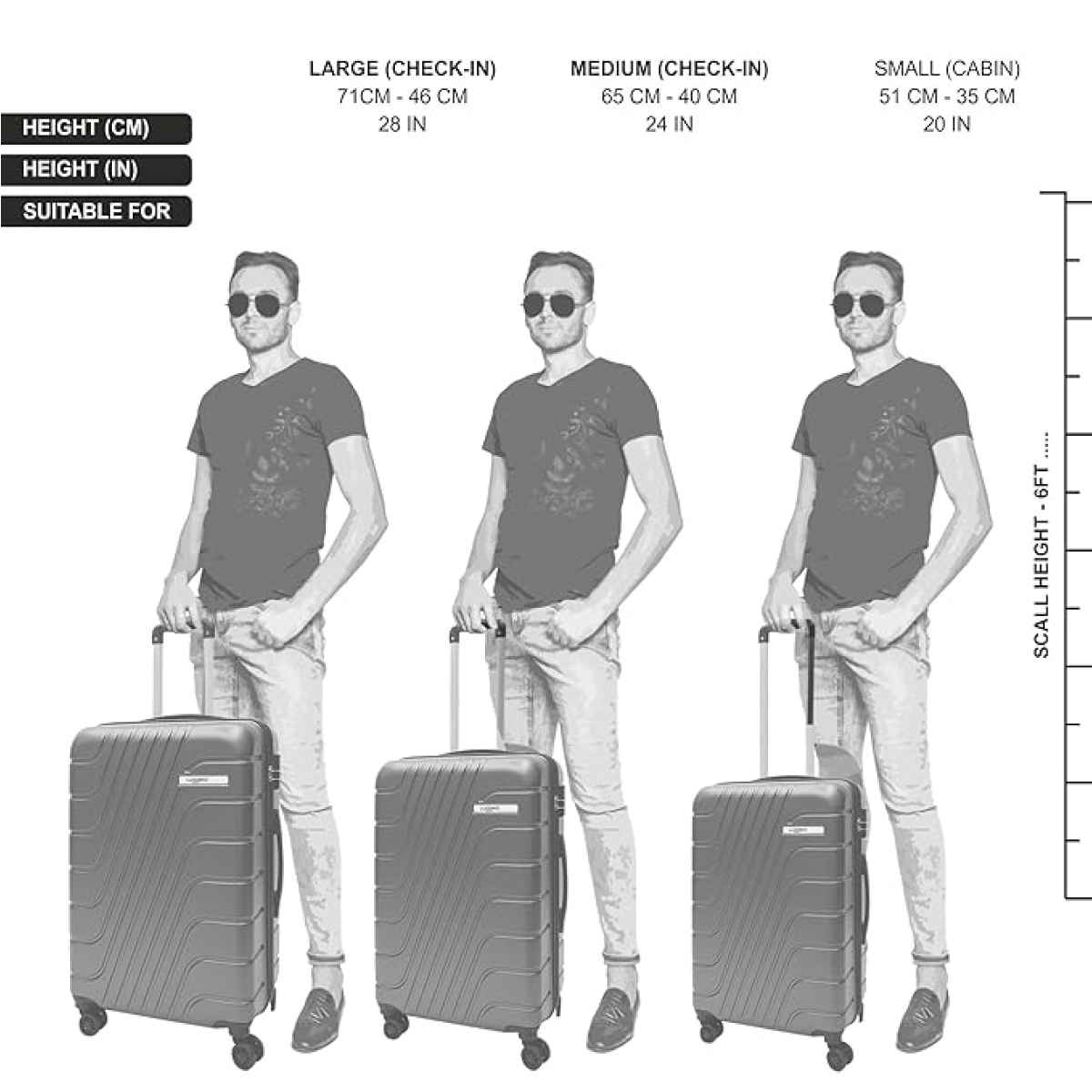 Luggero Classic Trolley Bag | Dark Grey - M