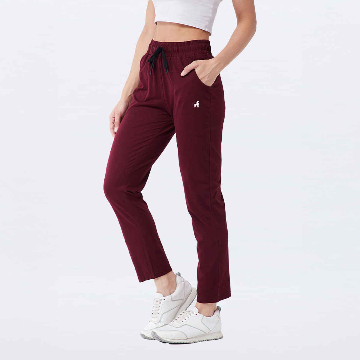 Modeve Women's Regular Fit Track Pants | Wine - L