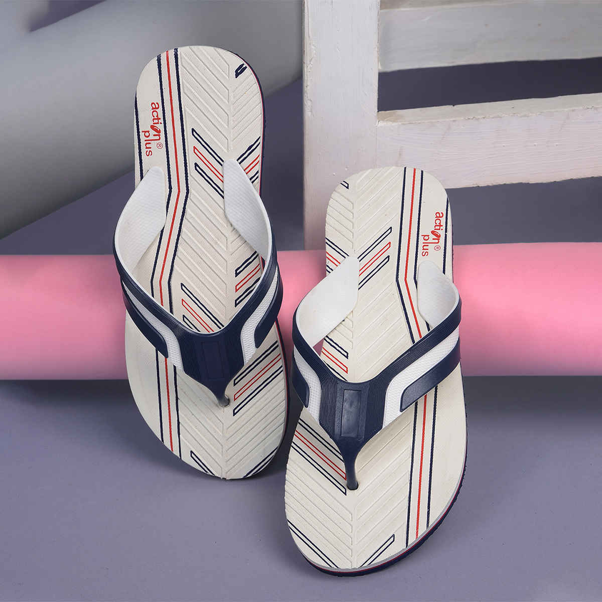 Action Slipper For Men | Ontm-40 White-Blue - UK-7