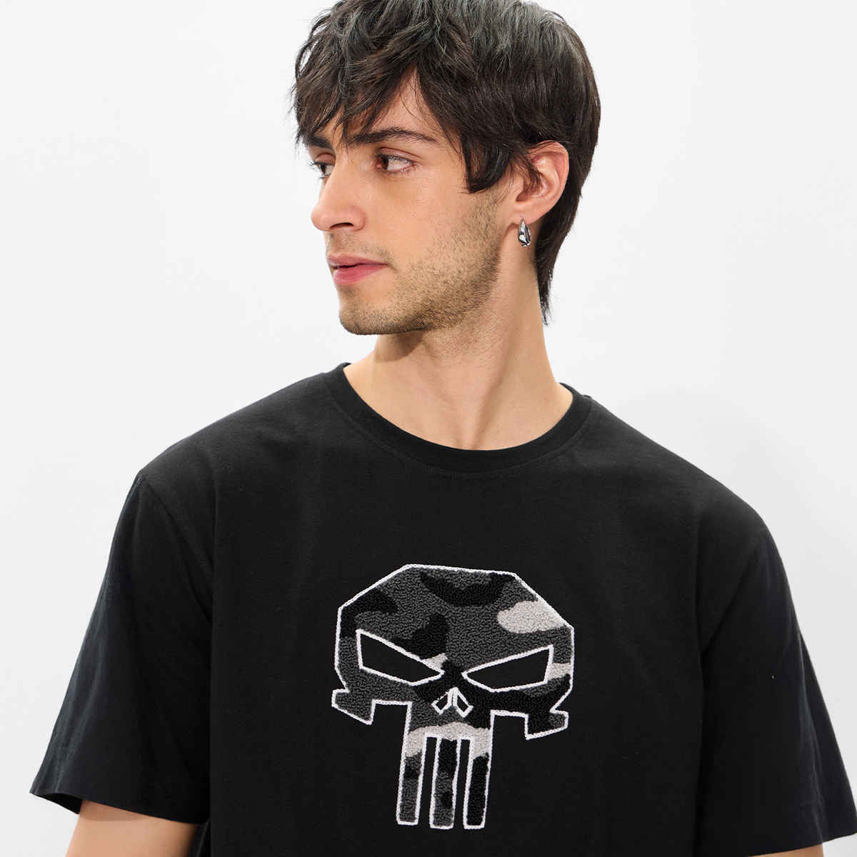 The Souled Store Men's Regular Punisher - It's Time T-shirts | Black | L