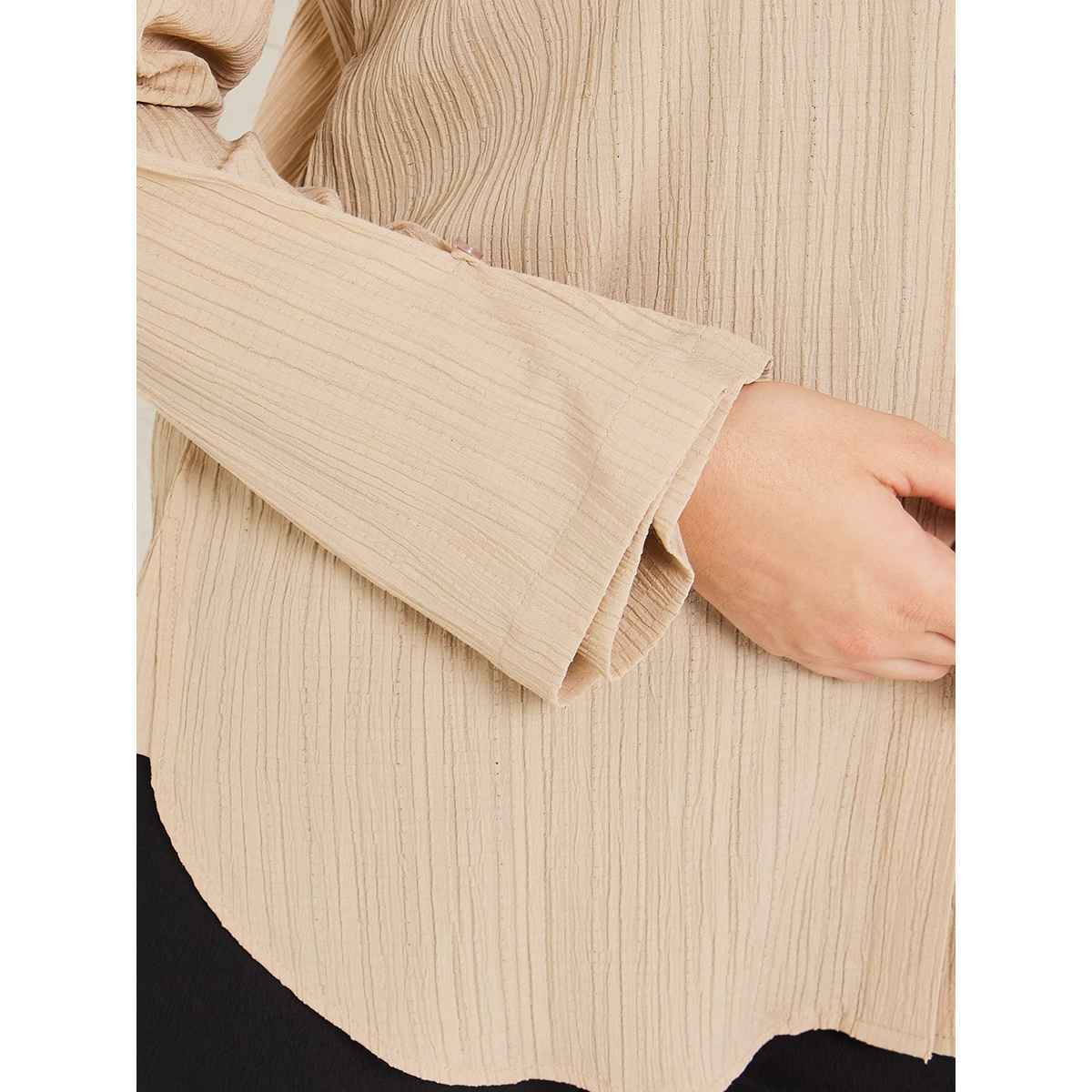 Styli Women's Oversized Longline Shirt with Drop Shoulder | Beige - XL