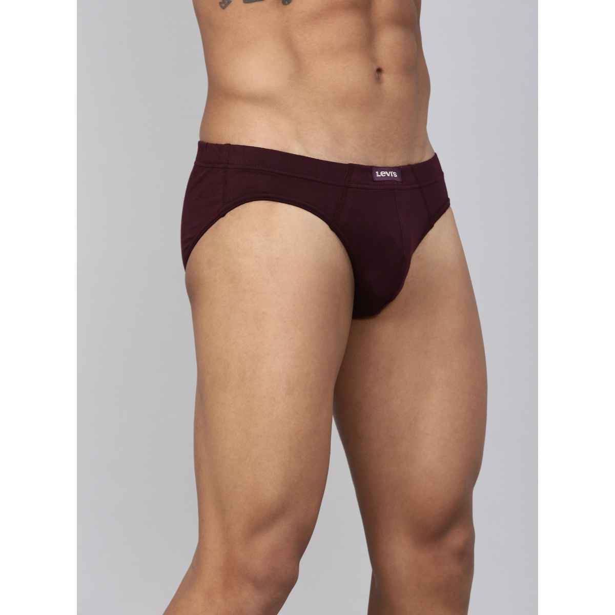 Levi's 011 Men's Comfort Brief | Contoured Double Pouch | Pack of 3 | Black,Navy Mel,Wine | S