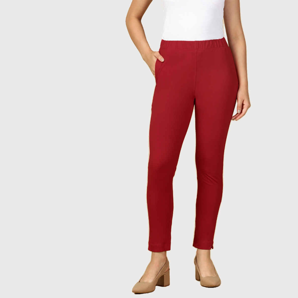 PYNK By Lux Cozi Women's Premium Modern Kurti Pants | Parry Red | Free Size