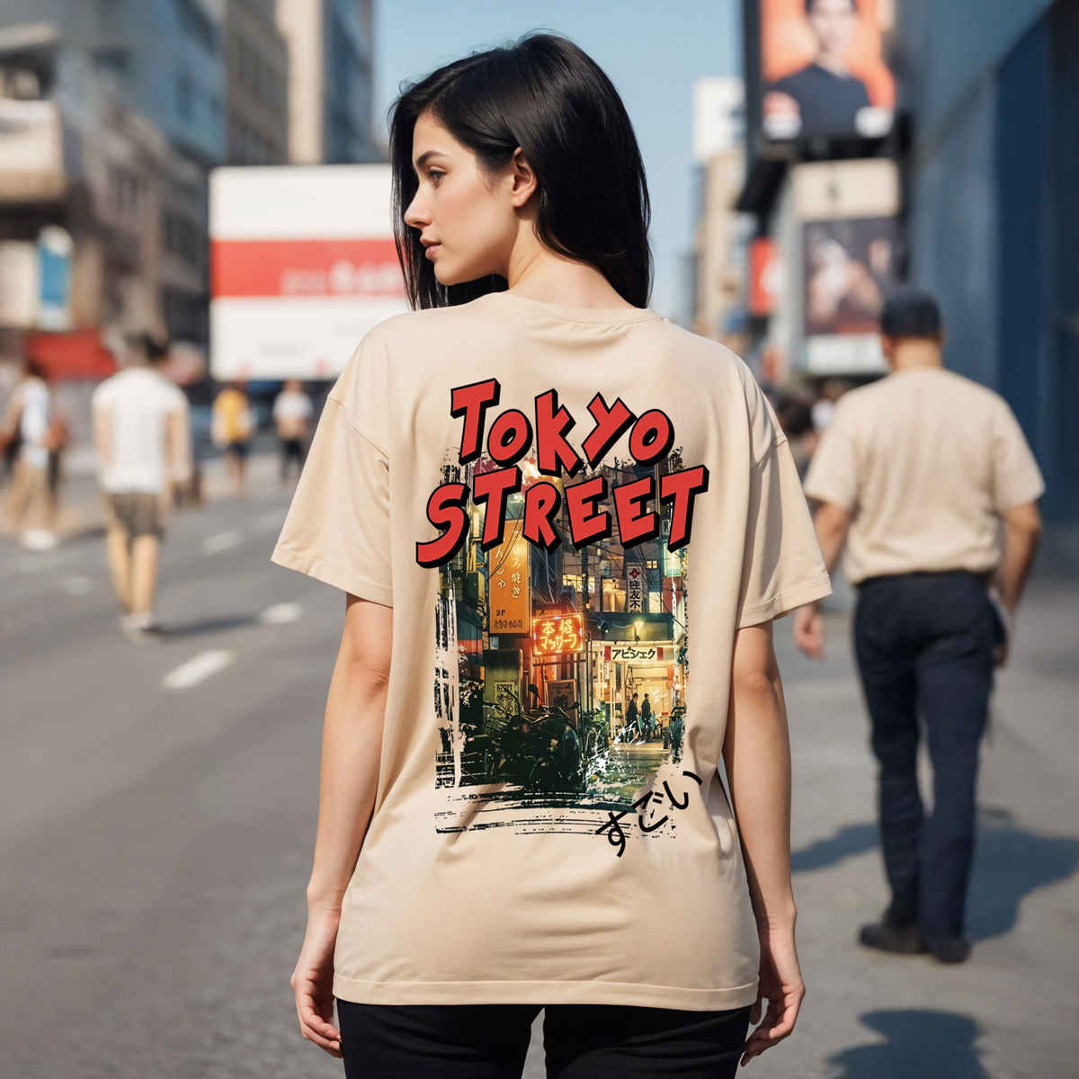 Smartees Women's Oversize Printed T-shirt | WW - 2028 | Skin - M